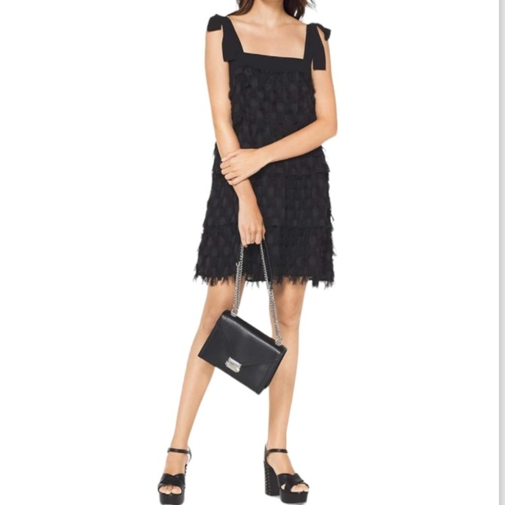 BCBG MAXAZRIA Taffeta Tiered Sz 6 Black Dress
